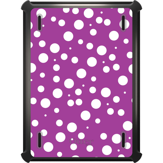 DistinctInk™ OtterBox Defender Series Case for Apple iPad / iPad Pro / iPad Air / iPad Mini - Fuchsia White Bubbles Polka Dots