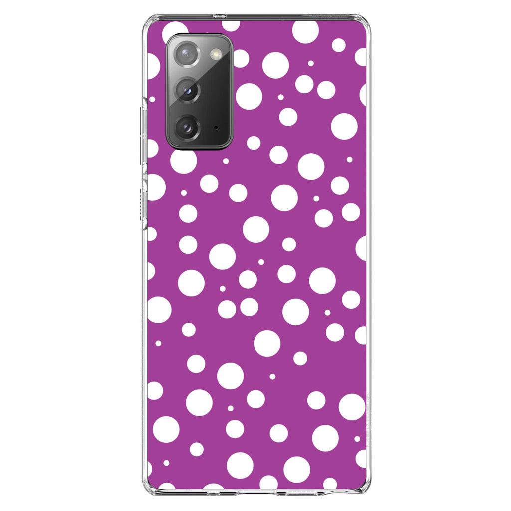 Fuchsia White Bubbles Polka Dots Clear Shockproof iPhone Case, view 7