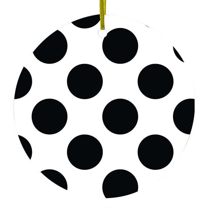 Black & White Polka Dots Ceramic Ornament