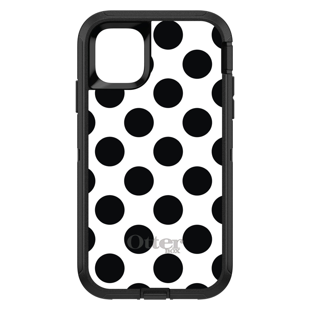 Black & White Polka Dots OtterBox Defender Case for iPhone & Galaxy, view 2