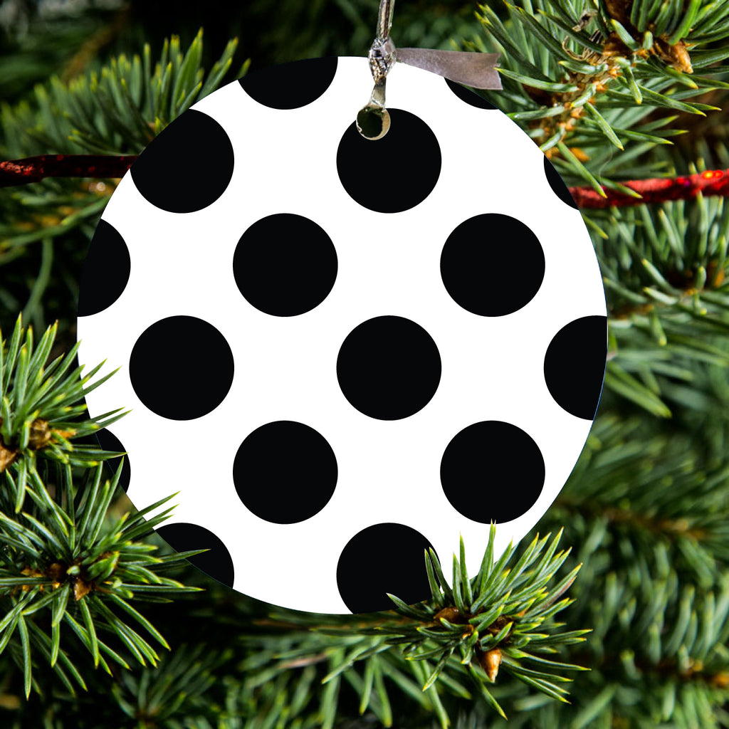 Black & White Polka Dots Ceramic Ornament, view 2