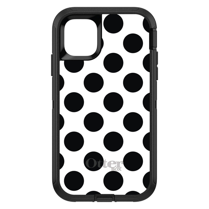 DistinctInk™ OtterBox Defender Series Case for Apple iPhone / Samsung Galaxy / Google Pixel - Black & White Polka Dots