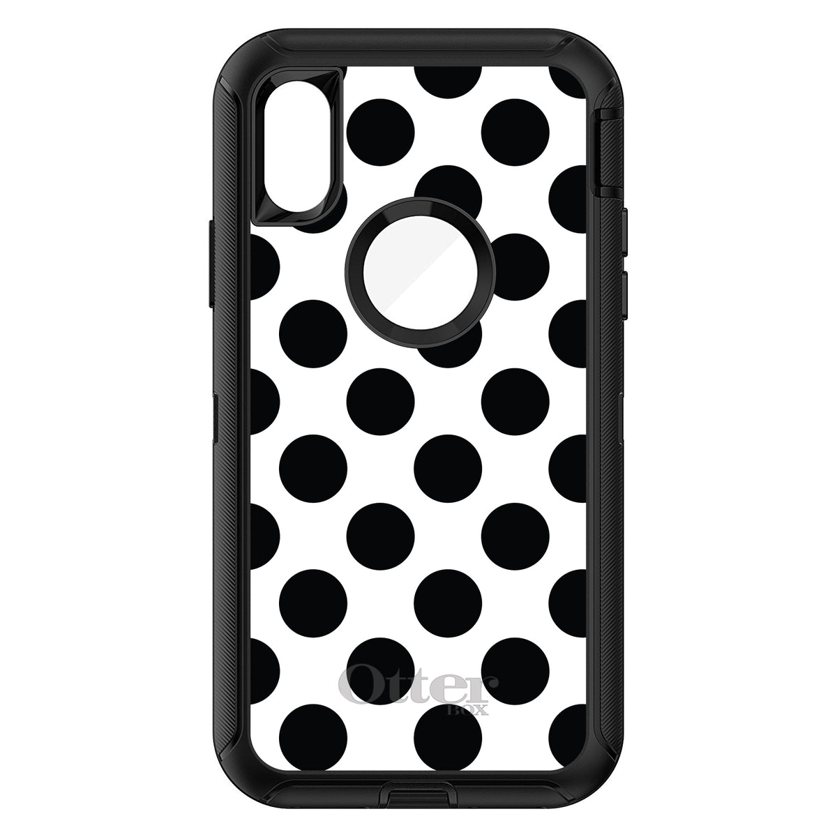 Black & White Polka Dots OtterBox Defender Case for iPhone & Galaxy, view 3