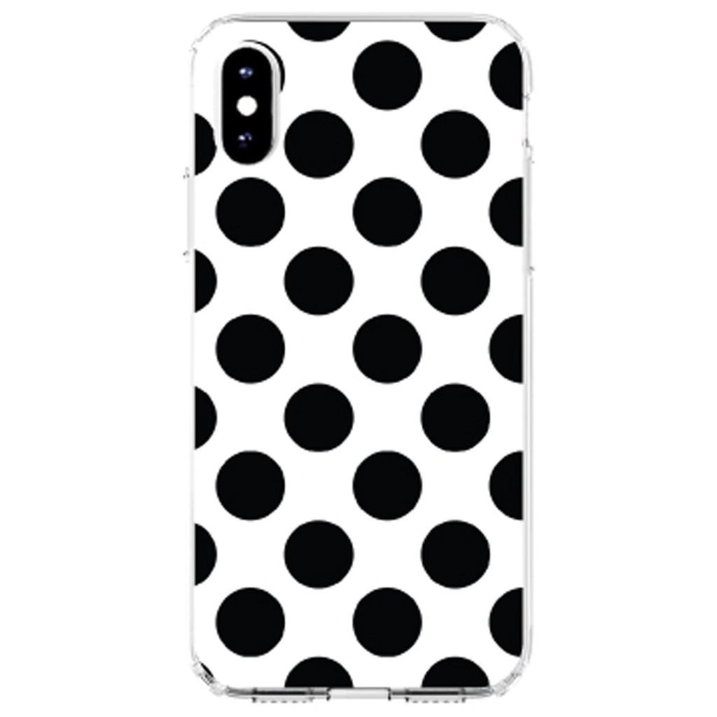 Black & White Polka Dots Clear Shockproof iPhone Case, view 3