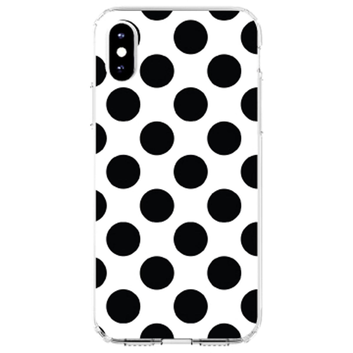 Black & White Polka Dots Clear Shockproof iPhone Case, view 3