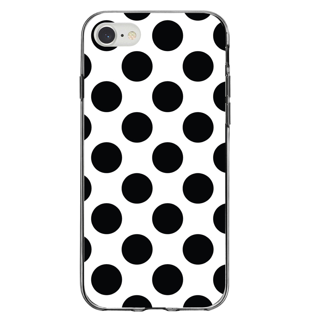 Black & White Polka Dots Clear Shockproof iPhone Case, view 5