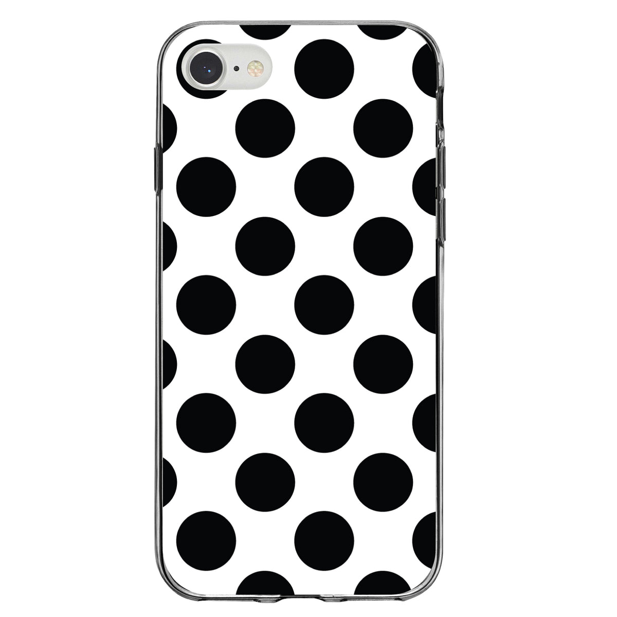Black & White Polka Dots Clear Shockproof iPhone Case, view 5
