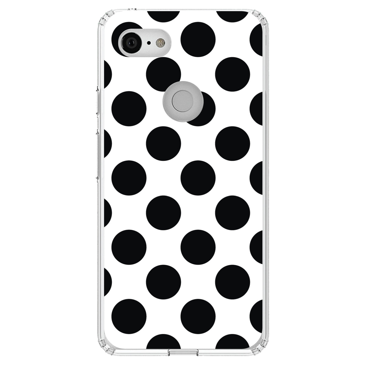 Black & White Polka Dots Clear Shockproof iPhone Case, view 22
