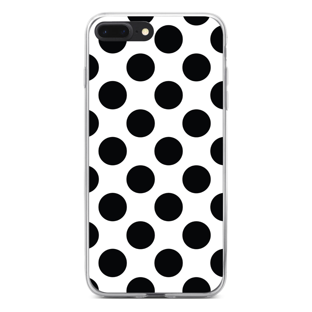 Black & White Polka Dots Clear Shockproof iPhone Case, view 6