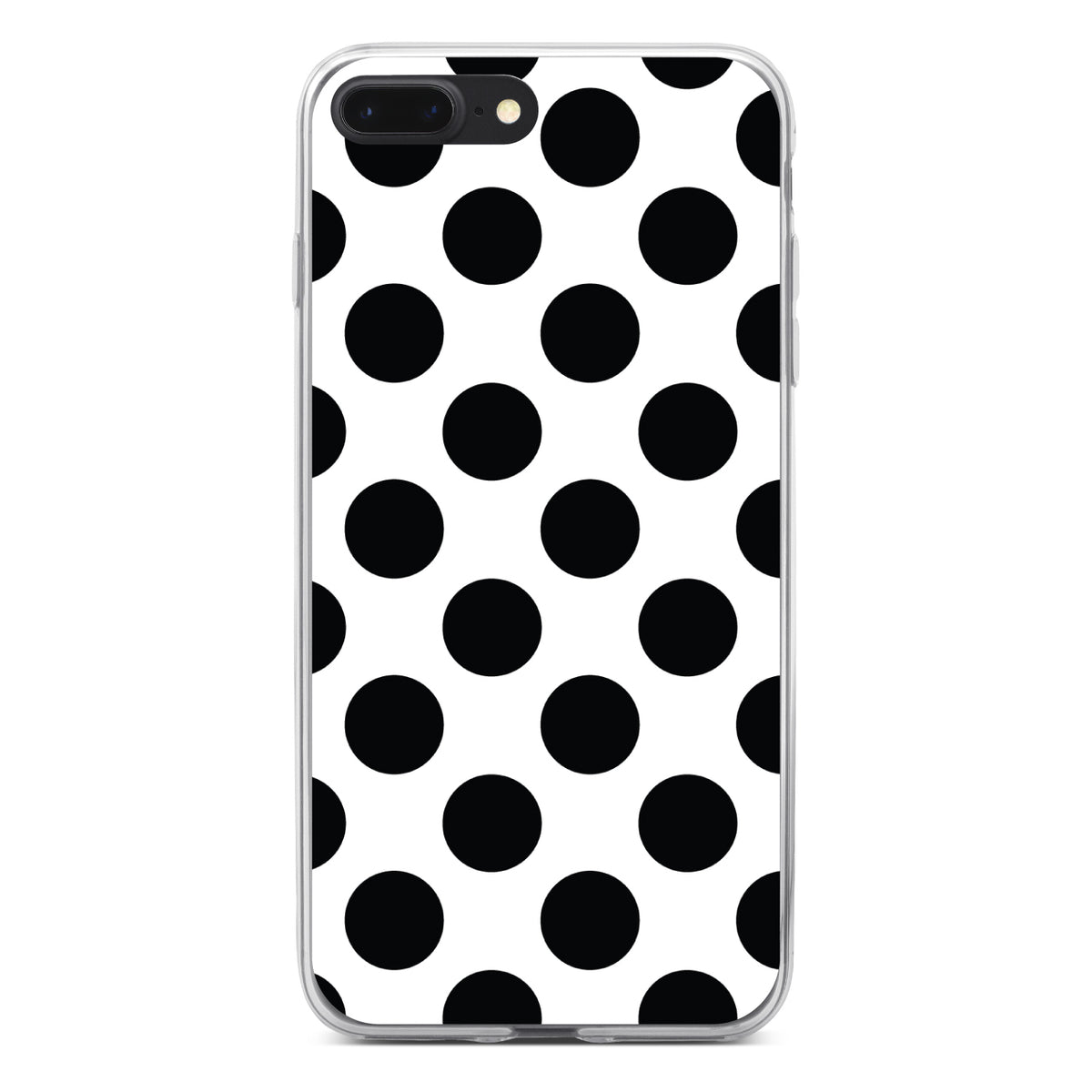 Black & White Polka Dots Clear Shockproof iPhone Case, view 6