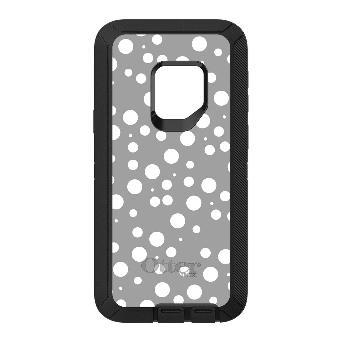 Silver White Bubbles Polka Dots OtterBox Defender Case for iPhone & Galaxy, view 11