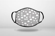 Grey White Bubbles Polka Dots - 3-Ply Reusable Soft Face Mask Covering, Unisex, Cotton Inner Layer
