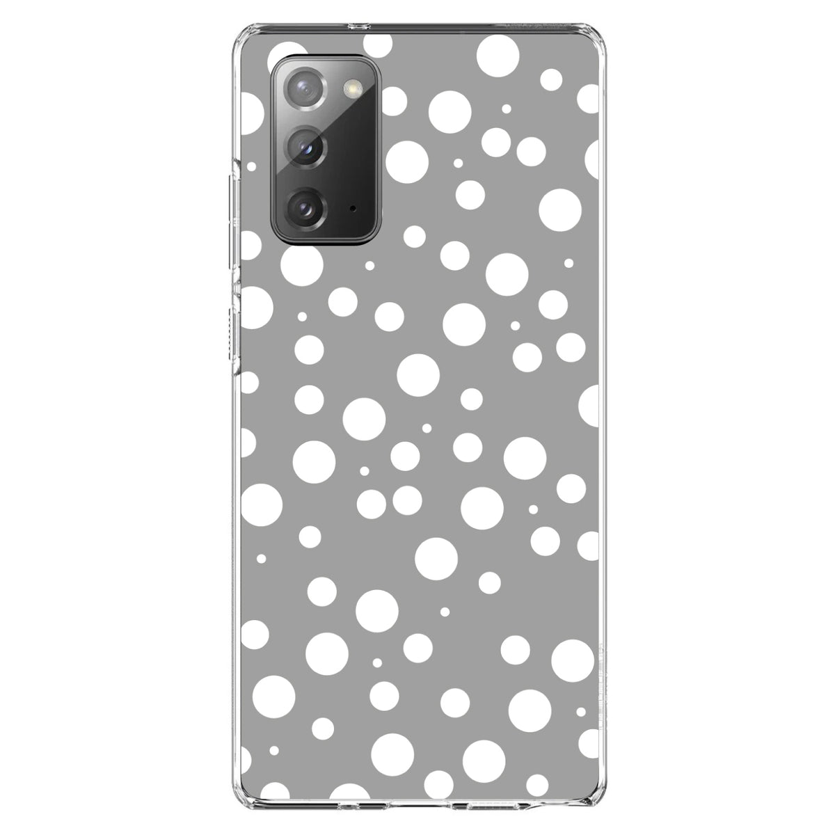 Grey White Bubbles Polka Dots Clear Shockproof iPhone Case, view 7