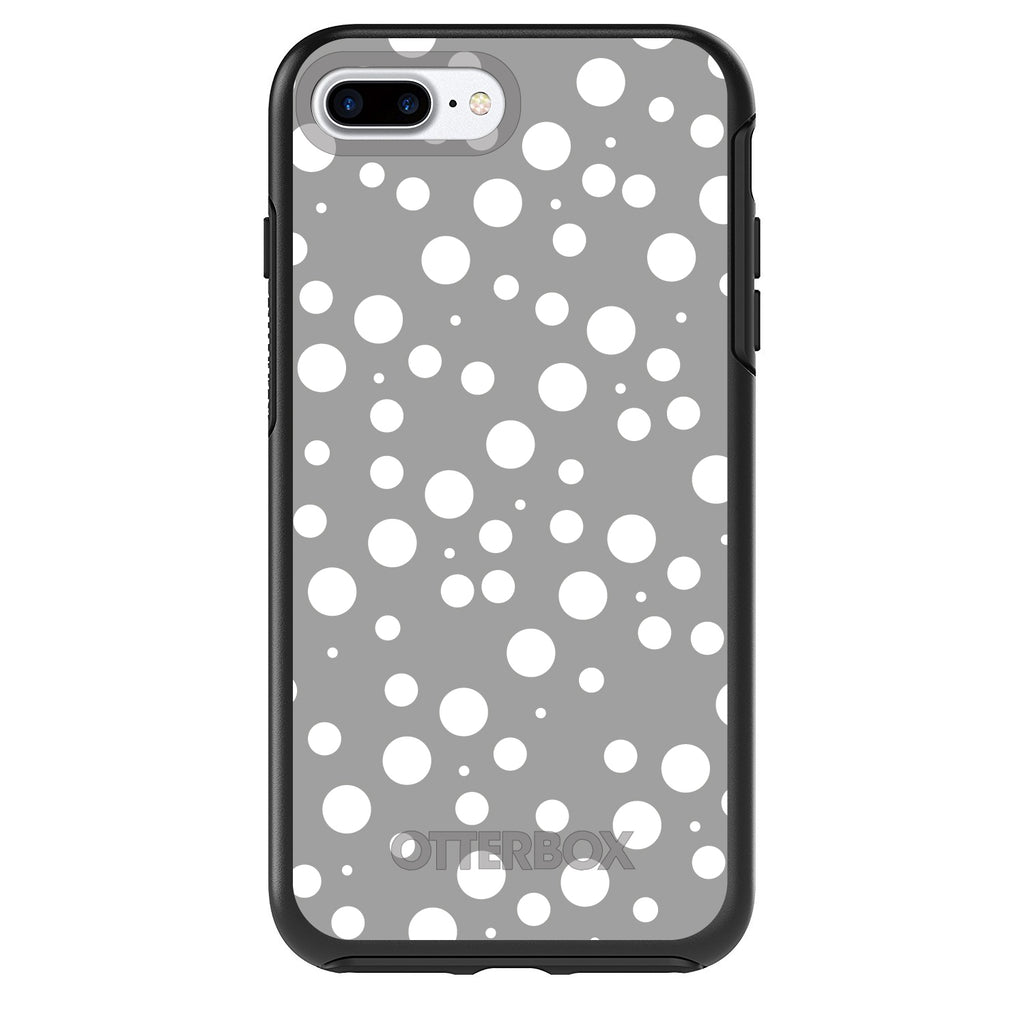 Silver White Bubbles Polka Dots OtterBox Symmetry Case for iPhone & Galaxy, view 2