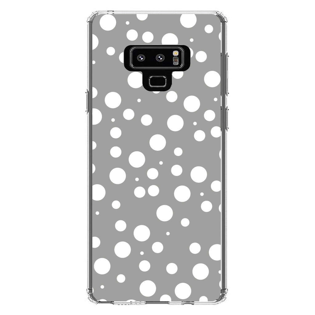 Grey White Bubbles Polka Dots Clear Shockproof iPhone Case, view 11