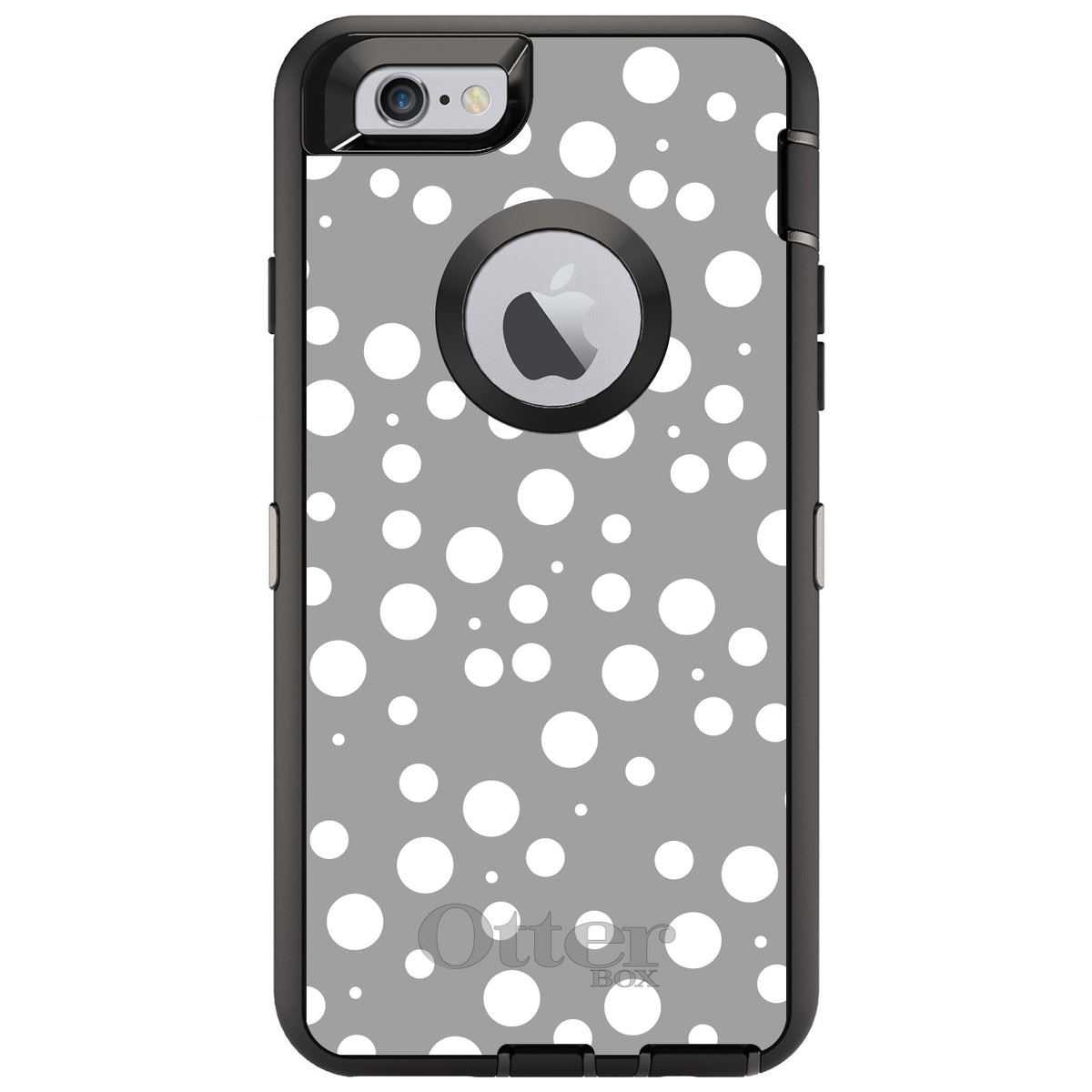 Silver White Bubbles Polka Dots OtterBox Defender Case for iPhone & Galaxy, view 4