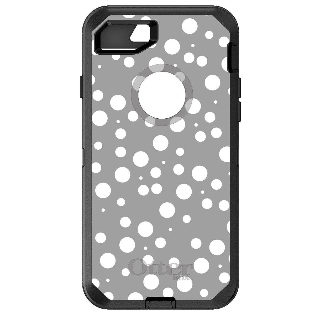 Silver White Bubbles Polka Dots OtterBox Defender Case for iPhone & Galaxy