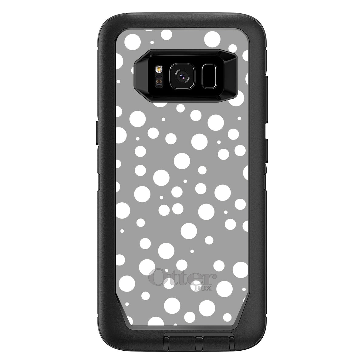 Silver White Bubbles Polka Dots OtterBox Defender Case for iPhone & Galaxy, view 12