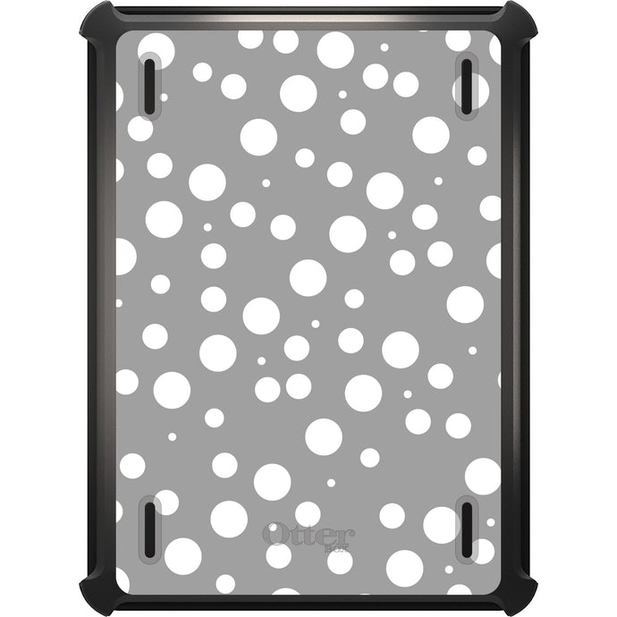 DistinctInk™ OtterBox Defender Series Case for Apple iPad / iPad Pro / iPad Air / iPad Mini - Silver White Bubbles Polka Dots