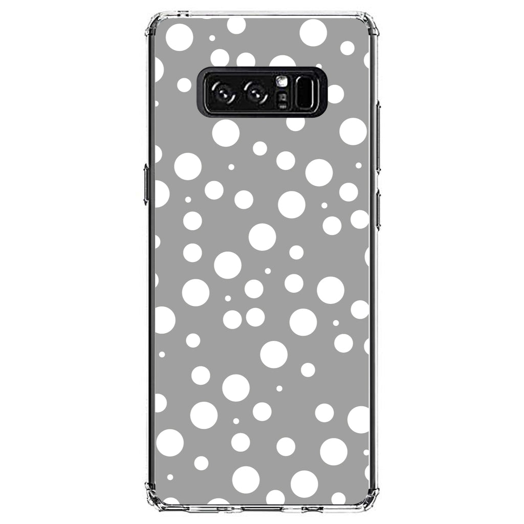 Grey White Bubbles Polka Dots Clear Shockproof iPhone Case, view 12