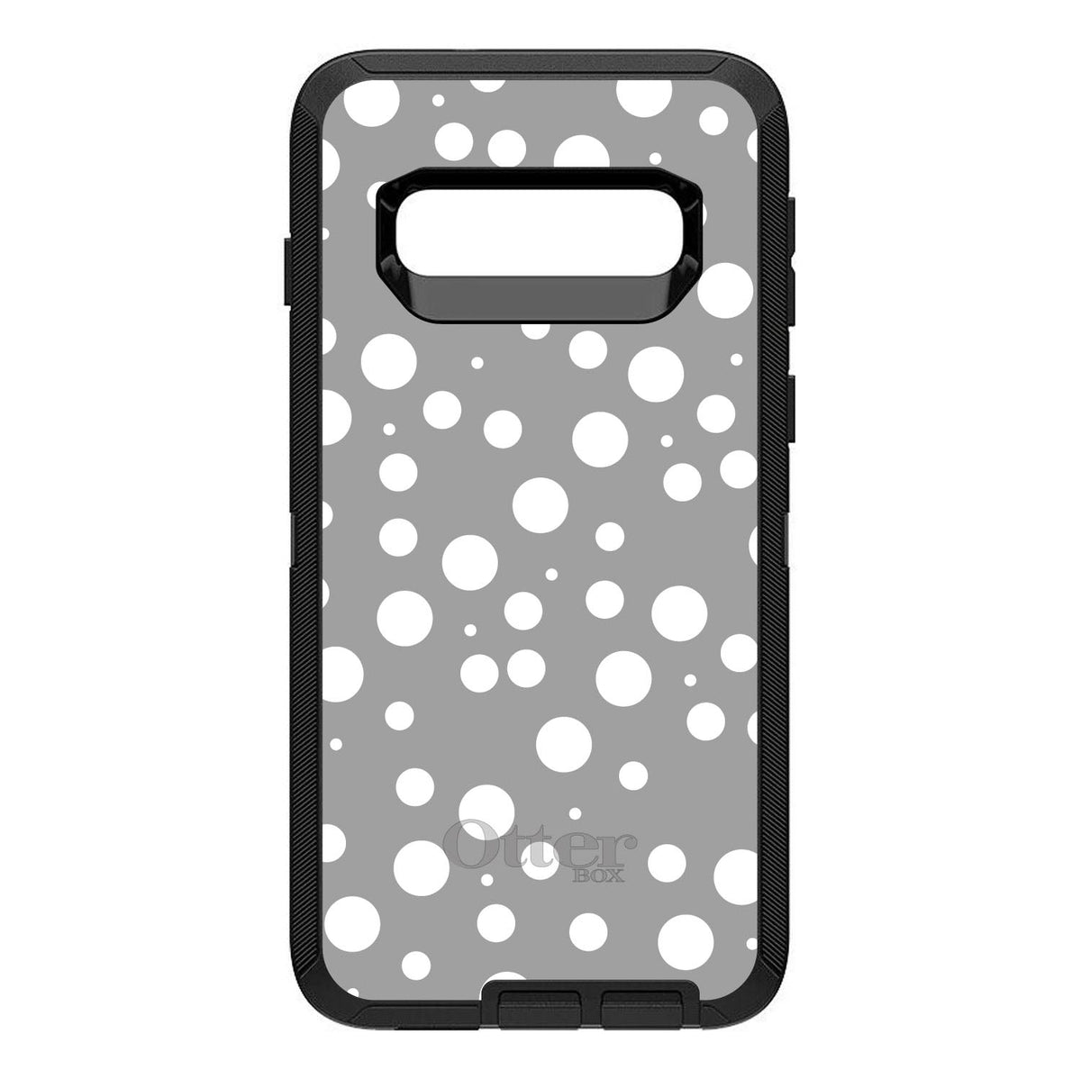 Silver White Bubbles Polka Dots OtterBox Defender Case for iPhone & Galaxy, view 9
