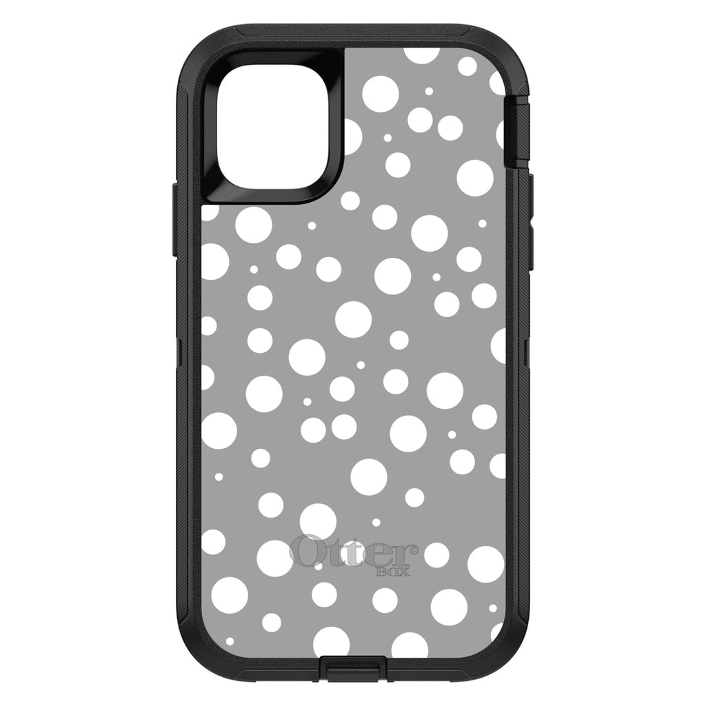 Silver White Bubbles Polka Dots OtterBox Defender Case for iPhone & Galaxy, view 2