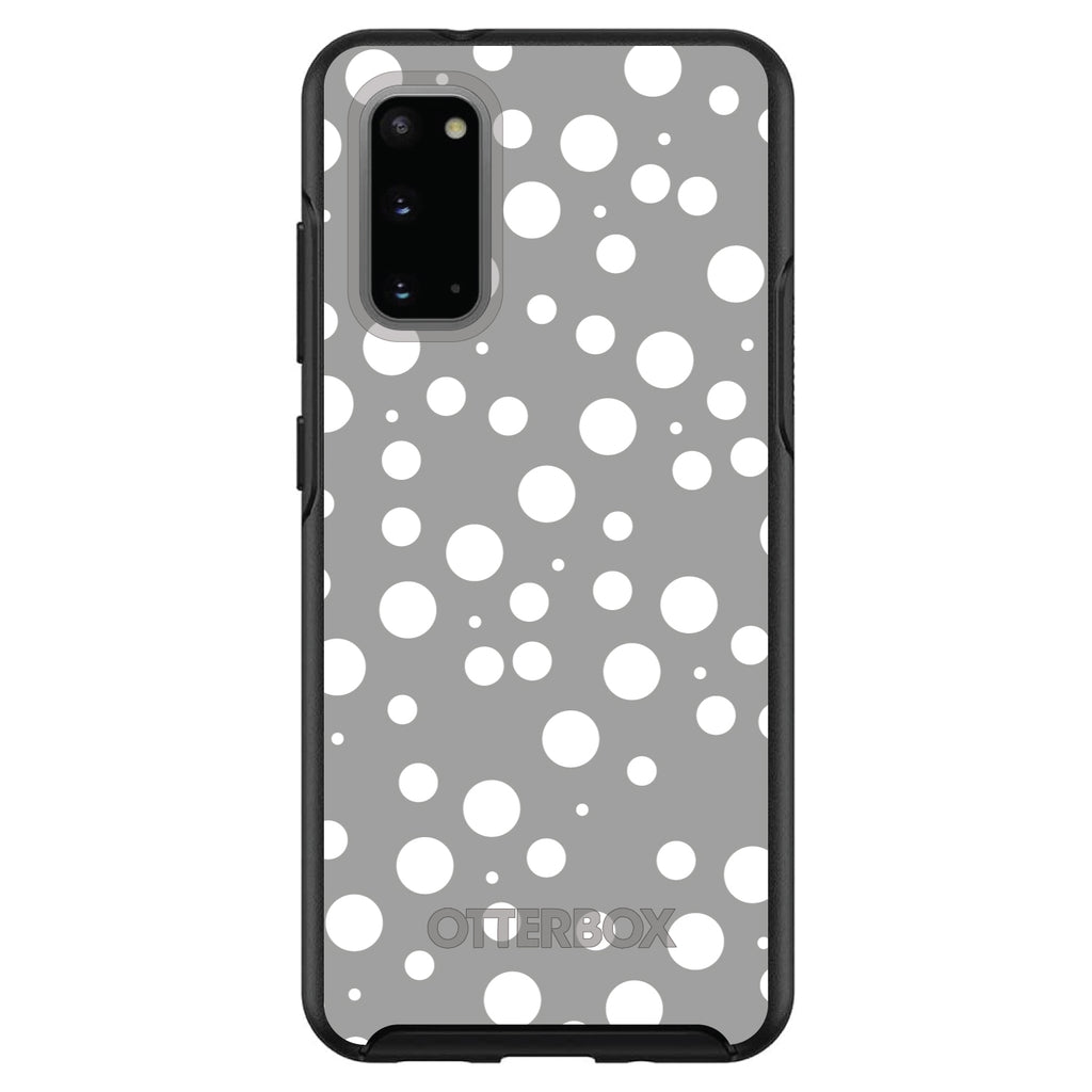 Silver White Bubbles Polka Dots OtterBox Symmetry Case for iPhone & Galaxy, view 5