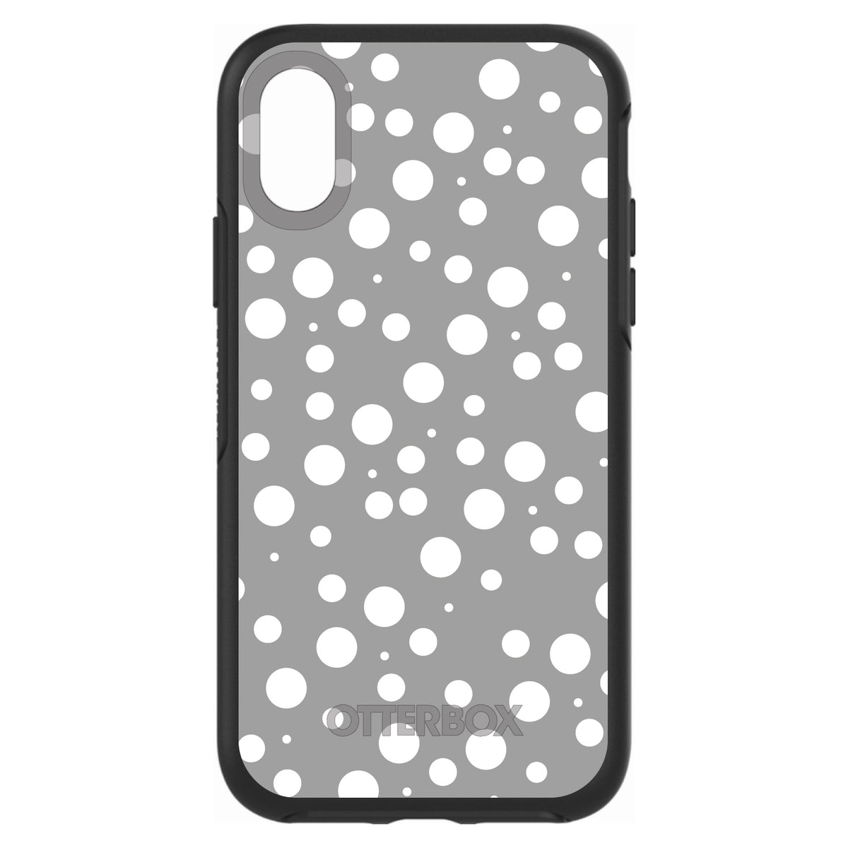 Silver White Bubbles Polka Dots OtterBox Symmetry Case for iPhone & Galaxy, view 4