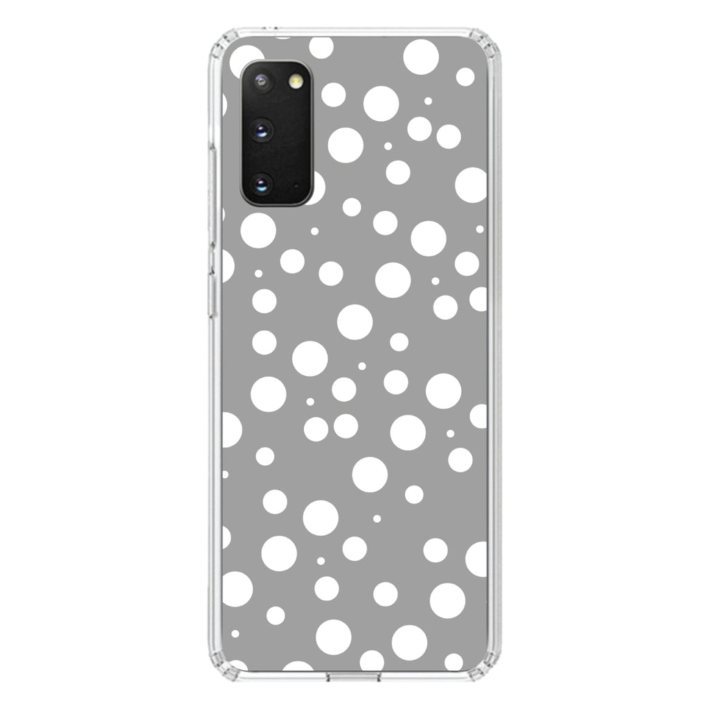 Grey White Bubbles Polka Dots Clear Shockproof iPhone Case, view 13