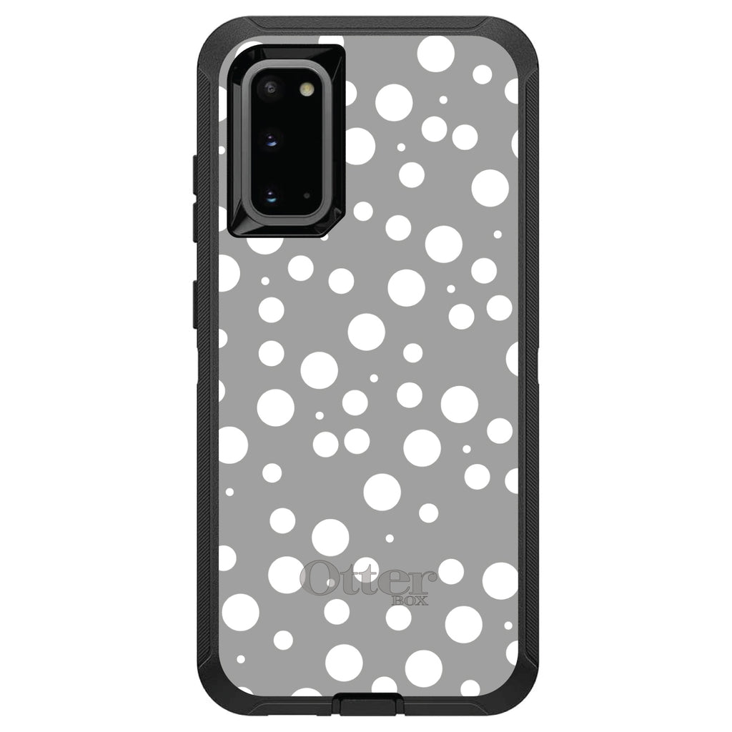 Silver White Bubbles Polka Dots OtterBox Defender Case for iPhone & Galaxy, view 8