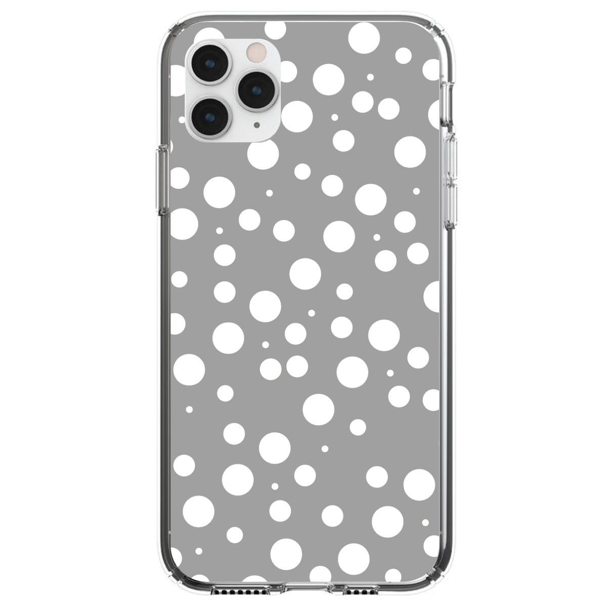 Grey White Bubbles Polka Dots Clear Shockproof iPhone Case
