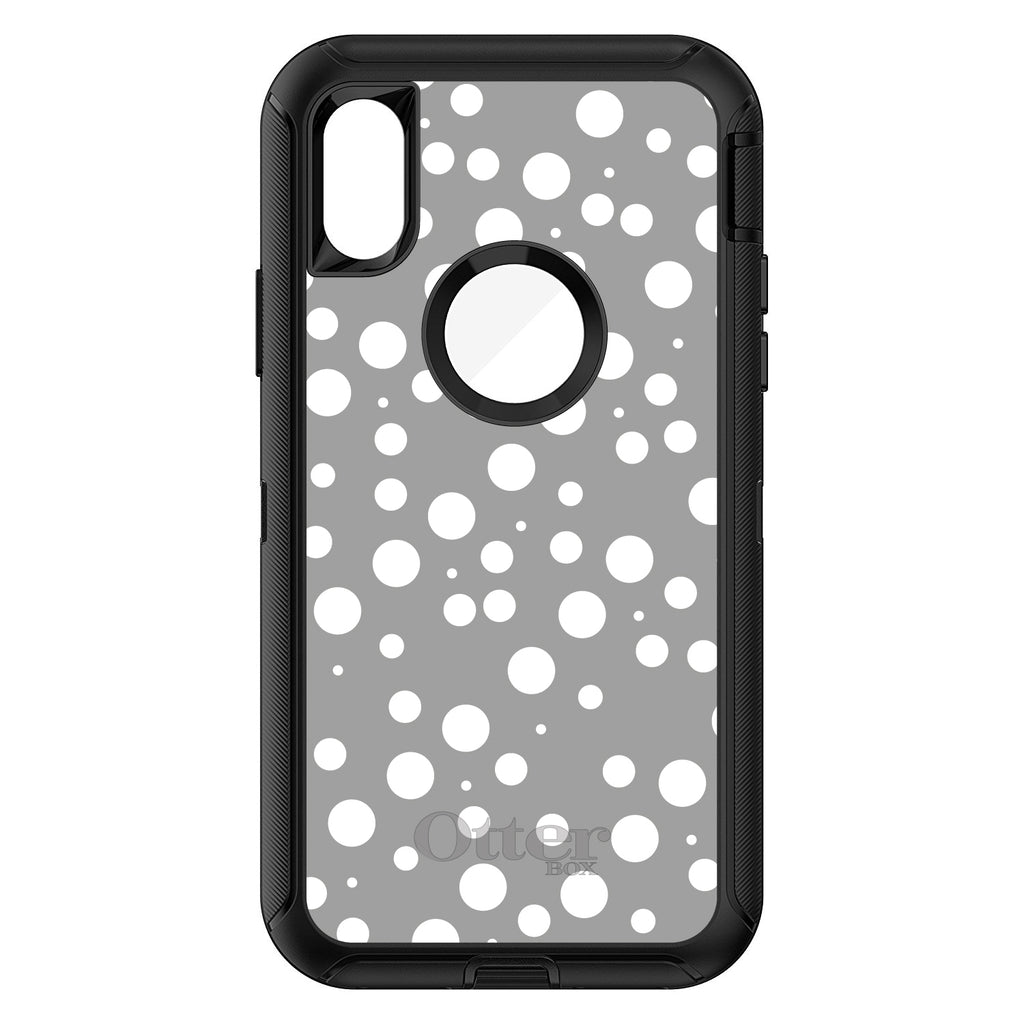 Silver White Bubbles Polka Dots OtterBox Defender Case for iPhone & Galaxy, view 3