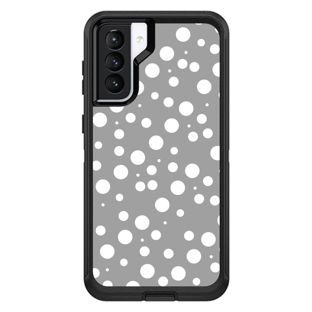 Silver White Bubbles Polka Dots OtterBox Defender Case for iPhone & Galaxy, view 6