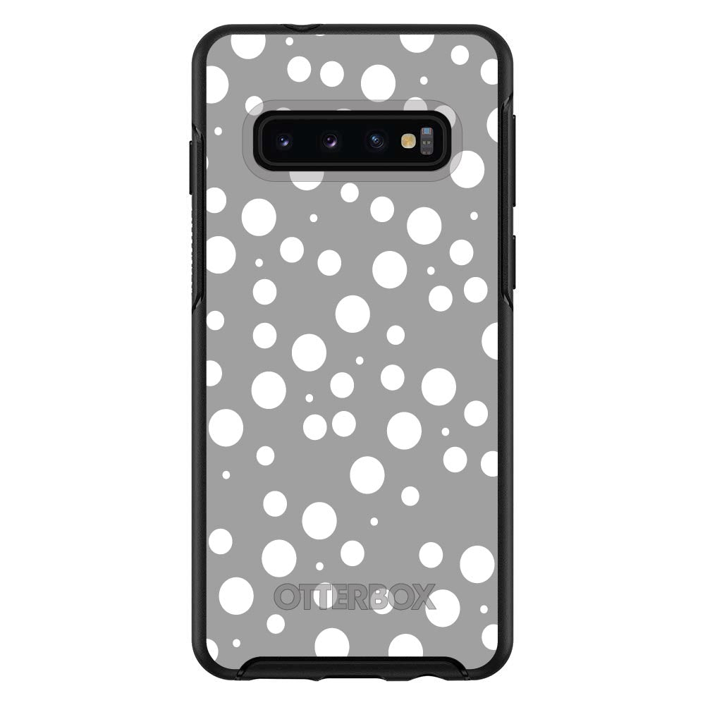 Silver White Bubbles Polka Dots OtterBox Symmetry Case for iPhone & Galaxy, view 6