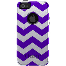 DistinctInk™ OtterBox Commuter Series Case for Apple iPhone or Samsung Galaxy - Purple White Chevron Stripes