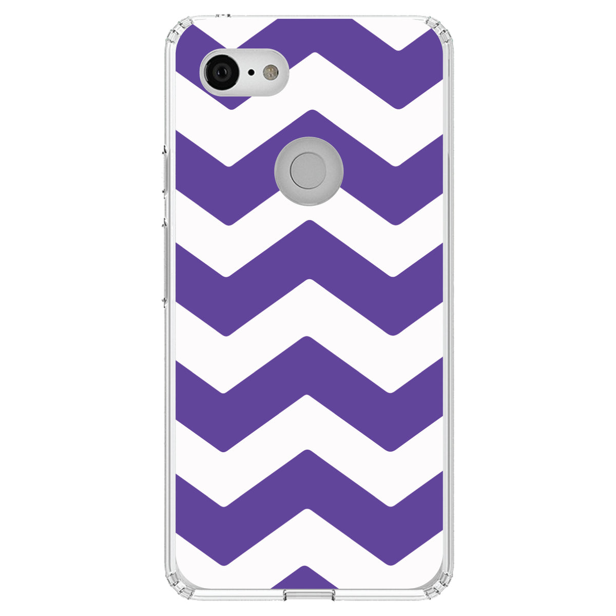 Purple White Chevron Stripes Clear Shockproof iPhone Case, view 22