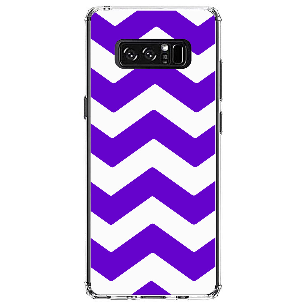 Purple White Chevron Stripes Clear Shockproof iPhone Case, view 12
