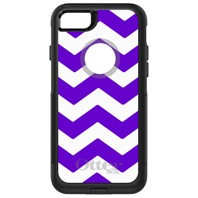 DistinctInk OtterBox Commuter Series Case for Apple iPhone or Samsung Galaxy - Purple White Chevron Stripes