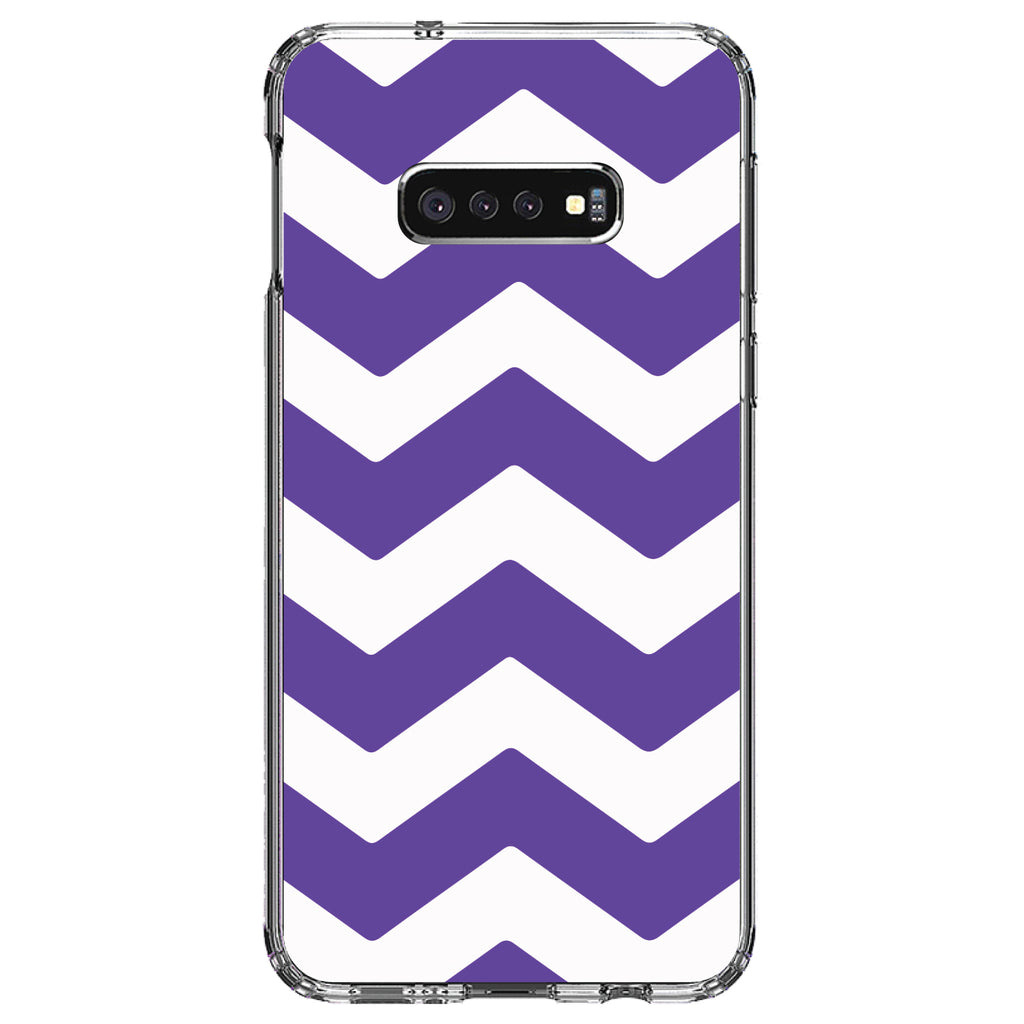 Purple White Chevron Stripes Clear Shockproof iPhone Case, view 18