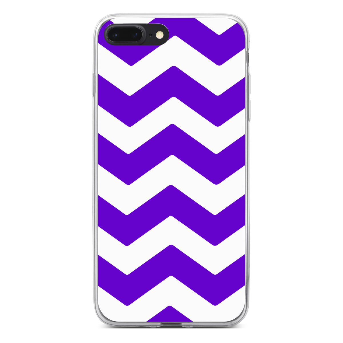 Purple White Chevron Stripes Clear Shockproof iPhone Case, view 6