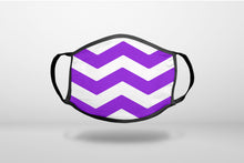 Purple White Chevron Stripes - 3-Ply Reusable Soft Face Mask Covering, Unisex, Cotton Inner Layer