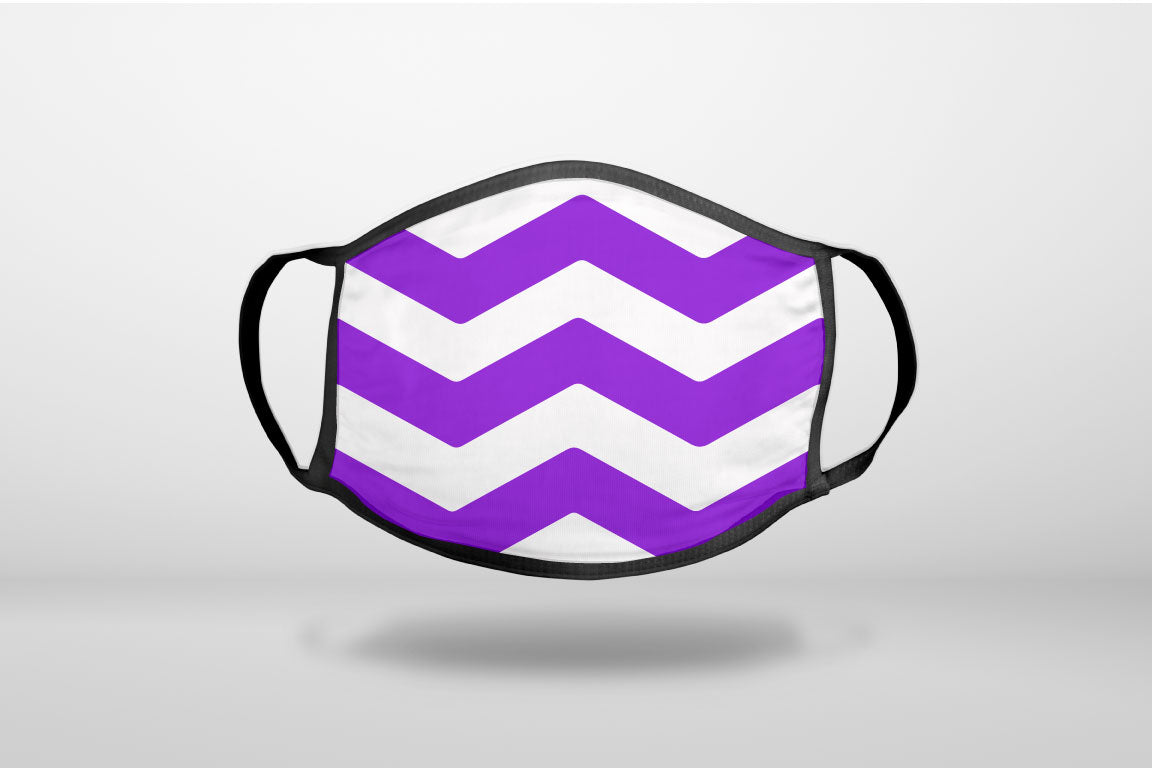 Purple White Chevron Stripes - 3-Ply Reusable Soft Face Mask Covering, Unisex, Cotton Inner Layer