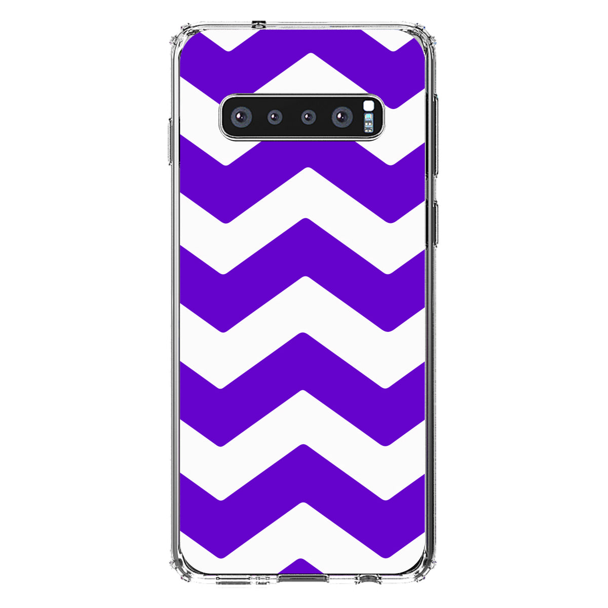 Purple White Chevron Stripes Clear Shockproof iPhone Case, view 16