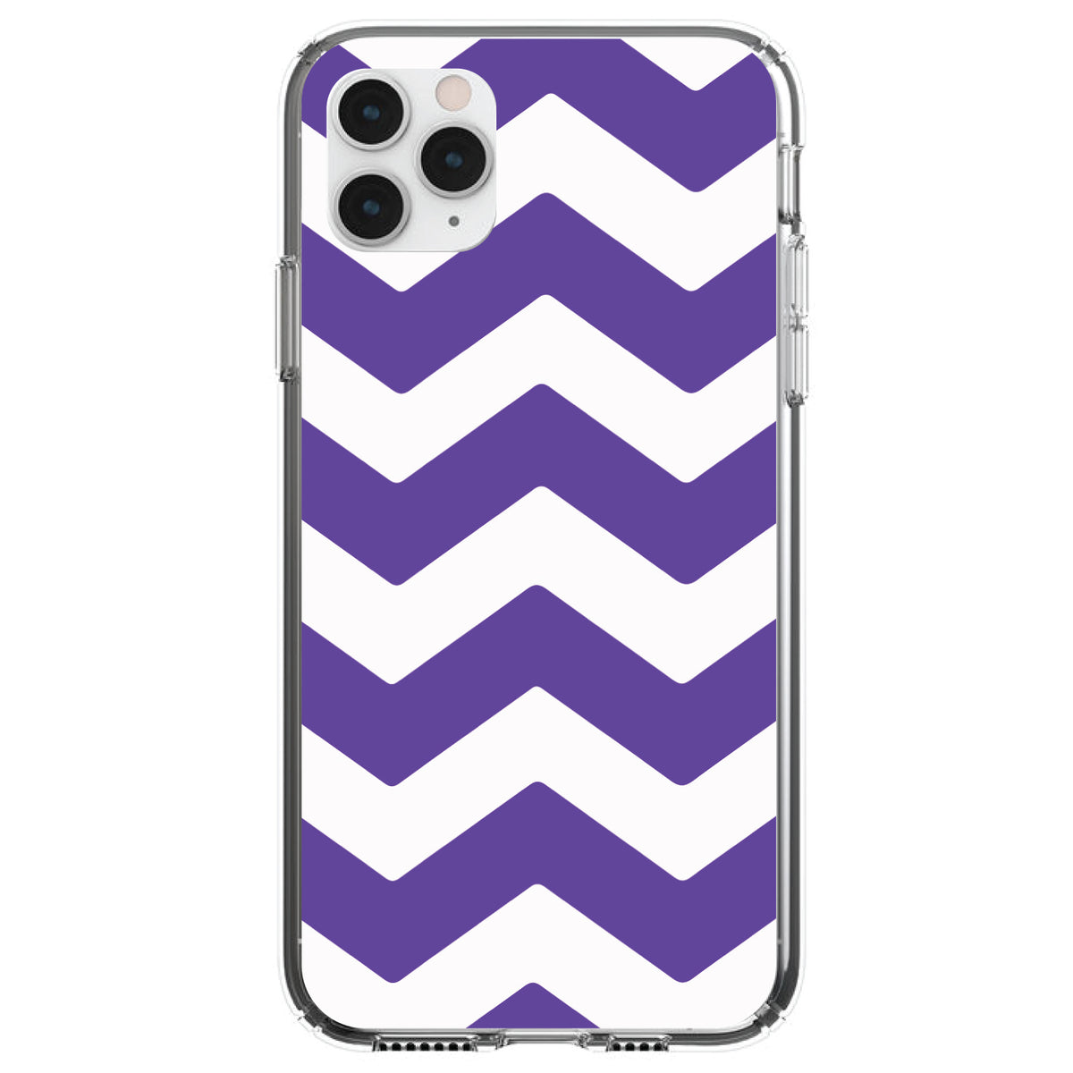 Purple White Chevron Stripes Clear Shockproof iPhone Case