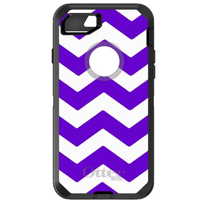 DistinctInk™ OtterBox Defender Series Case for Apple iPhone / Samsung Galaxy / Google Pixel - Purple White Chevron Stripes