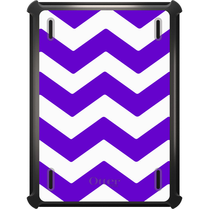 DistinctInk™ OtterBox Defender Series Case for Apple iPad / iPad Pro / iPad Air / iPad Mini - Purple White Chevron Stripes