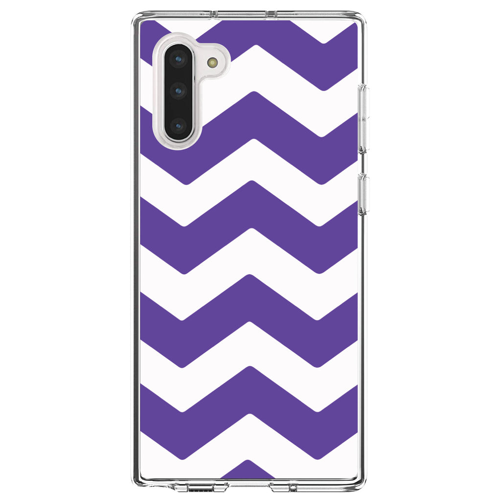 Purple White Chevron Stripes Clear Shockproof iPhone Case, view 9