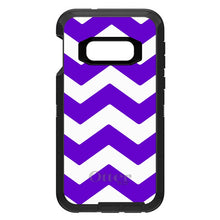DistinctInk™ OtterBox Defender Series Case for Apple iPhone / Samsung Galaxy / Google Pixel - Purple White Chevron Stripes
