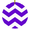 Purple White Chevron Stripes Ceramic Ornament