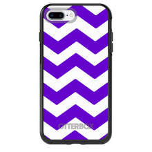 DistinctInk™ OtterBox Symmetry Series Case for Apple iPhone / Samsung Galaxy / Google Pixel - Purple White Chevron Stripes